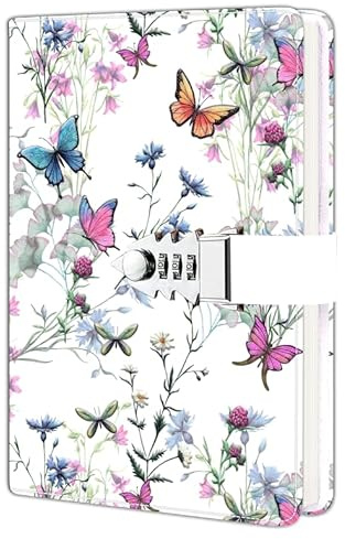 HwxBen Diario elegante con lucchetto – A5, 244 pagine a righe, pelle PU di alta qualità, con chiusura a combinazione, ideale per journaling, riflessioni o diario di viaggio.