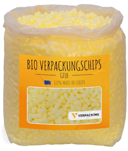 verpacking Patatine da imballaggio in amido di mais biodegradabili [colore e quantità a scelta] materiale di riempimento per pacchi Giallo 25 litri