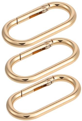 3Pcs Gold Carabiner Clip, Stainless Steel Gold Keychain Clip, Oval Spring Ring Clips, Bag Charm Carabiner for Purse Bag Strap Keychains Backpacks Key DIY Crafts