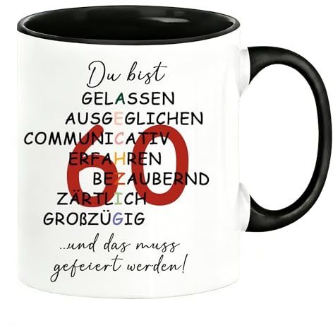Tasse 60. Geburtstag Geschenke, Keramik Kaffeetasse Geburtstagsgeschenk für Freunde, Geliebte und Eltern