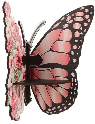 Sosoport Butterfly-shaped Wooden Floating Wall Shelf Corner Storage for Kitchen Living Bedroom Home Office Decorative Sturdy Hanging Display Unit