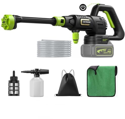 Lambluefly Idropulitrice a Batteria Non Incluse, 120Bar Idropulitrice Professionale con Motore Brushless, Regolabile su 3Livelli, Idropulitrice Portatile per Lavaggio Auto, Pulizia e Irrigazione