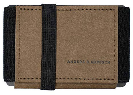 Anders & Komisch A&K Mini Portemonnaie – smart Wallet mit Münzfach kleine Geldbörse Herren Geldbeutel Damen Kartenetui Made in Germany innovatives recycelbares Material Braun/Schwarz