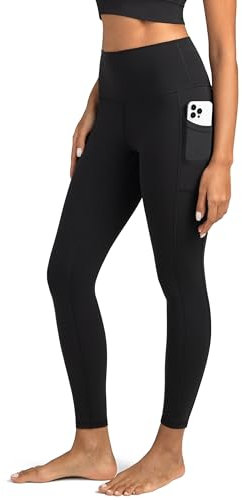 Colorfulkoala 7/8 Leggings Damen mit Taschen High Waist Sportleggings Blickdicht Scrunch Bauchweg Yogahose Sporthose, Schwarz, XL