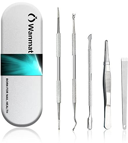 WANWAT Ingrown Toenail Tools With 100% Stainless Steel, Double Sided Pedicure Nail File And Spoon Lifter and Spoon Nail Cleaner Callous Remover for Seniors with Soft Handle