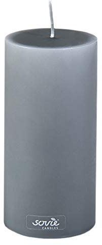 Sovie Candles Stumpenkerzen, Säulenkerze Flachkopfkerze Blockkerze, Brenndauer ca. 82 Std., Ø 70 mm x H 150 mm,| 12 Stück (Grau)