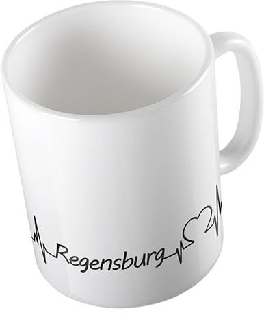 Hellweg Druckerei Huuraa Kaffeetasse Regensburg Herzschlag Puls Geschenk Idee Keramik 330ml Kaffee-Becher mit Namen deiner Lieblingsstadt