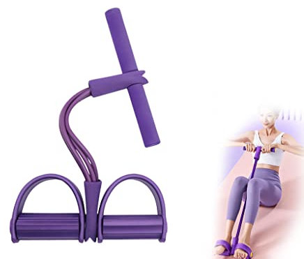 Anlising 4 Tubes Multifunktions Leg Exerciser,Sit-up Bodybuilding Expander,Elastische Fitness-Zugseil Trainingsgeräte,Pedal-Widerstandsband,Resistance Bands Situps,Ideales Fitnesszubehör(Lila)