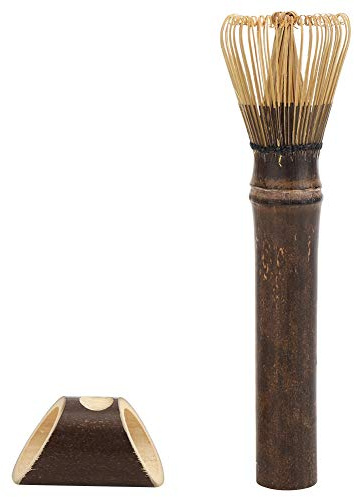 Natural Bamboo Chasen Matcha Green Tea Whisk Long Handle Powder Brush Tool (Purple)