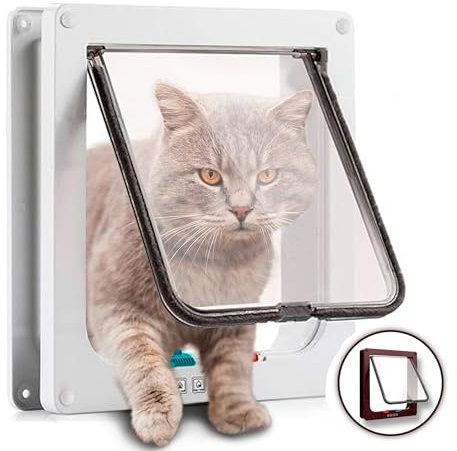 Gateras para Puertas - Puerta para Gatos y Perros con Cierre Magnético de 4 Vías – Gatera – Puerta Gatera – Puerta para Gatos y Perros – Gatera para Gatos - Puerta para Mascotas Gatos y Perros