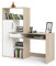 Dmora - Multifunktionsschreibtisch mit Bücherregal, Schublade und Tür, Farbe Weiß und Eiche, 162 x 155 x 60 cm