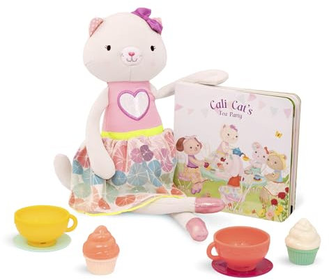 B. toys Teeservice Set mit Kuscheltier Katze – Spielzeug Essen, Geschirr, Bilderbuch, Plüschtier Ballerina – Kinderküche Zubehör für Kinder ab 18 Monate