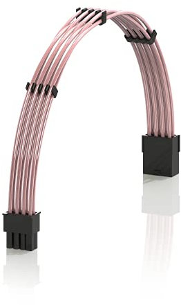 LINKUP - 30cm 8 Pin (6+2) GPU PSU Cable Extension 18AWG Oxygen Free Copper (OFC) Teflon Jacket Custom Mod GPU PC w/Combs | Single Pack | 300mm - Pink