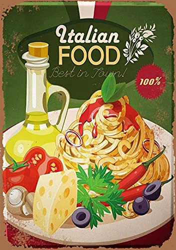 Blechschild, italienisches Essen, Wanddekoration, Metallschilder, Retro, Heim-Wanddekoration, Blechschild, Geschenk, Dekoration, Vintage-Schild