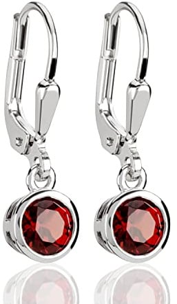 NKlaus Brisur Silber; Rot 1,33g; 5mm; 5,0mm; 10mm, 5mm Blumen, 2 Stück | anlaufgeschützt; Blume; 925 Sterling Silber; 925 Sterlingsilber; Granat; rhodiniert; Sterling Silber