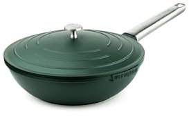 Westinghouse Performance Series Large Wok Non Stick - 28cm Induction Wok with Lid - Lightweight Cast Aluminium - for Induction Hobs All Others & Oven Proof - Stainless Steel Handle - Green