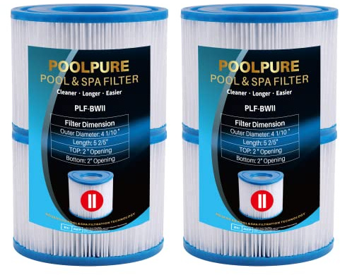 POOLPURE Filtre de Piscine Compatible avec BestWay 58094 Type II, 10,5 × 13,6cm, Lot de 4