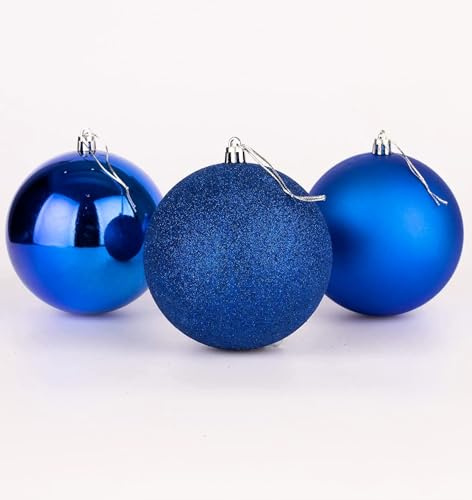 15cm/3Pcs Christmas Baubles Shatterproof Blue, Christmas Tree Decorations Ball Ornaments Balls Xmas Hanging Decorations Holiday Decor - Shiny,Matte,Glitter