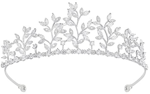 YYSuniee Exquisite ausgehöhlt Silber plattiert Sapling Krone zierlich Cubic Zirconia Tiara Kronen für Frauen Bankett Party Geschenk