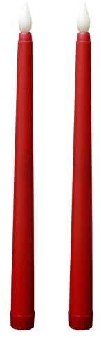 KARELLS Flameless Red Decorative Table Candles (2), Indoor Battery Operated, Flickering Flame