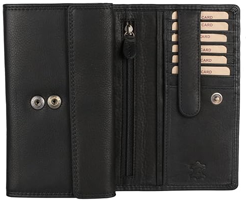 Hill Burry Damen Geldbörse Portemonnaie echt naturgegerbt Leder | viel Stauraum | Scheinfach | Münzfach| Brieftasche | Geldbeutel | Wallet | RFID Schutz