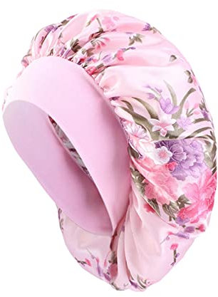 Generic Unisex Damen Turban 794 - Satin Schlafmütze mit Blumenmuster in Rosa - Atmungsaktiv, Bequem - Für Frauen, die sich modisch kleiden - Recommended Browse Node: 1981691031