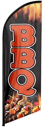 FSFLAG BBQ Swooper-Flagge, 2,4 m, BBQ-Werbeflagge, Federflagge, BBQ-Banner, Schild für kommerzielles Schaufenster (nur Flagge)