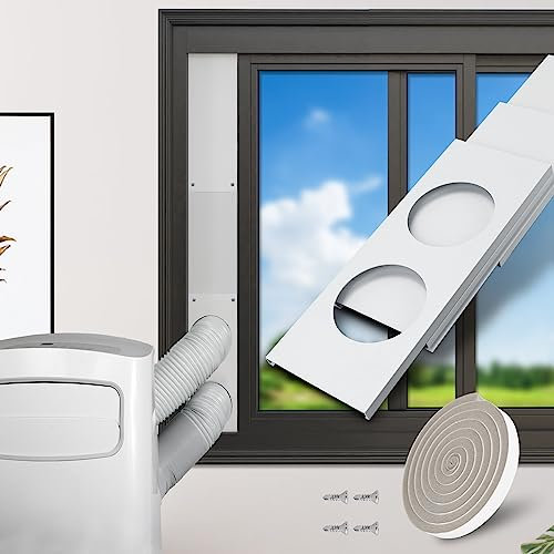 GCGOODS Portable Air Conditioner Window Seal Kit, Dual Hose, White, Foam, GC-SP, Universal, 5 Diameter, Sliding & Hung Windows