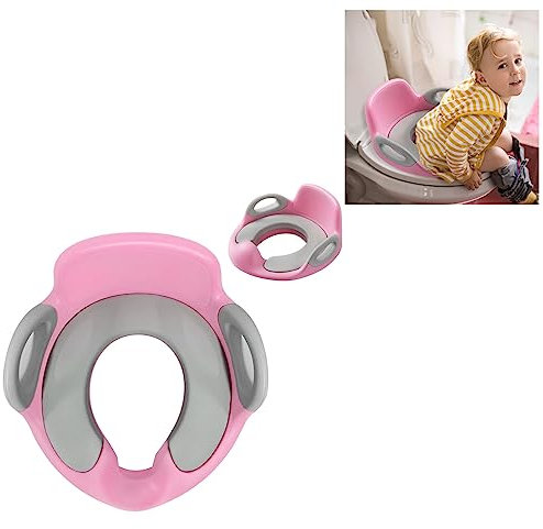 JOIEYOU Kinder Toilettensitz Toilettentrainer Wc Sitz Kinder mit Griffe,Rückenlehne,Anti-Rutsch Kissen, Geeignet Töpfchen für kinder ab 1-8 jahr Training (Rosa+Grau)