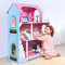XINZI 3 Etagen Puppenhäuser Set 70x30x100cm Dollhouse aus Holzwerkstoff Puppenvilla inkl. Zubehör für Treppen, Schlafzimmer, Wohnzimmer, Bäder Geburtstag Geschenk Puppenstube für Kinder ab 3 Jahren