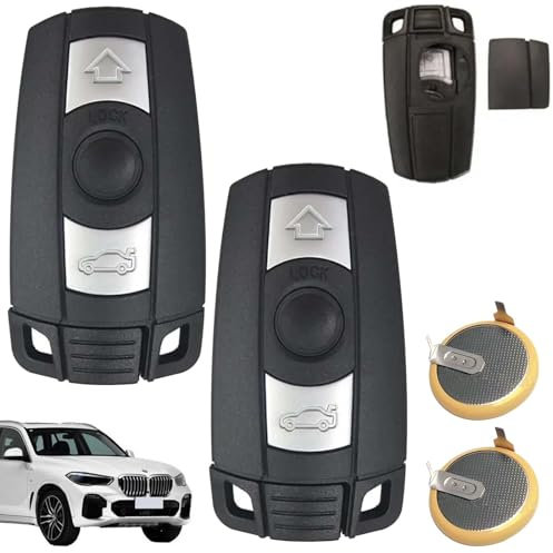 2 chiavi auto, telecomando per chiavi dell'auto, con 2 batterie LIR2025, compatibile con BMW Serie 1, 3, 5, 6, X1, X5, telecomando