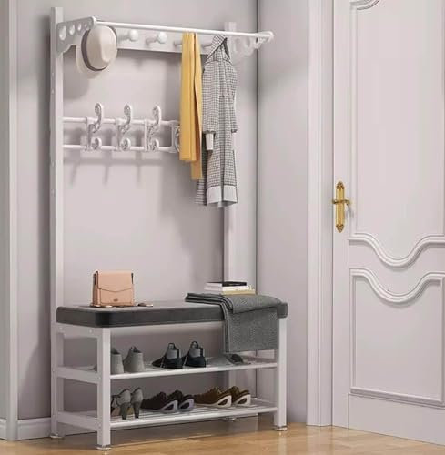 KIYIYDMM Meuble d’Entrée avec Banc, Crochets et Étagère, Porte-Manteaux, Vestiaire, Style Moderne pour Couloir/Entrée/Chambre à Couche