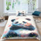 ESSAHI Panda Bettwäsche-Set 3D Gedruckter Netter Panda Bettbezug Für Kinder Jungen Mädchen Teenager Mit Kissenbezug Reißverschluss Mikrofaser Betten Set 3 Teilig Single（135x200cm）