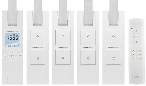 HOMEPILOT elektrische Gurtwickler Starterset für 5 Rollläden/Fenster | Smarte Rolladensteuerung mit 5x RolloTron Rolladenantrieb + Fernbedienung