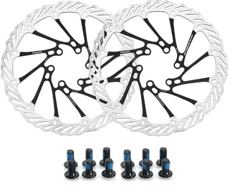 Yongness Bike Brake Discs with 12 Screws, 140mm/160mm/180mm/203mm, Brake Disc Rotor for City Bike, Mountain Bike, Road Bike, Bike Parts (G3 Black 160mm)