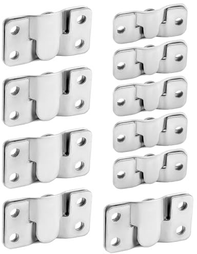 QWORK® 10 Pares Robustos Ganchos Entrelazados de Acero Inoxidable Fijaciones para Cabecera Conectores para Sofá Marco de Fotos Perchas para Espejos 54 x 30 mm y 44 x 19 mm