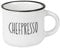 LS-LebenStil Vintage Espresso-Tasse 95ml Spruch Chefpresso Keramik Weiß Emaille-Look