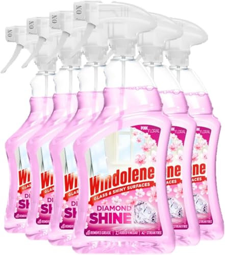 Windolene Diamond Shine Window & Glass Spray Window Cleaner Pink 750ml Bulk Buy 6-Pack