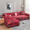 Sofaschoner Rote Weihnachten Sofaüberwurf Weich Spandex Sofaschoner rutschfest Couch Überwurf Waschbare Sofa Überzug Sofabezug mit Elastischen Riemen Sofabezug L Form Universelle 1 Sitzer