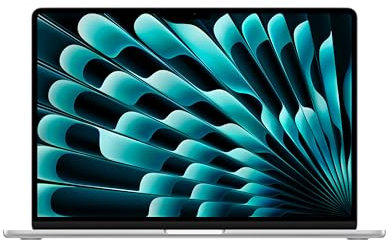 Apple 2024 15 MacBook Air Laptop mit M3 Chip: 15,3 Liquid Retina Display, 8 GB gemeinsamer Arbeitsspeicher, 512 GB SSD Speicher, beleuchtete Tastatur, 1080p FaceTime HD Kamera, Touch ID, Silber