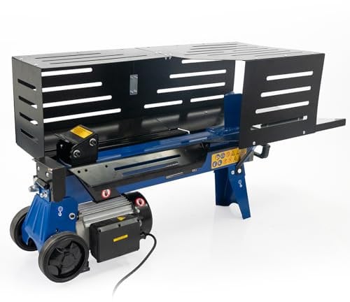 Hyundai 7 Tonne Horizontal Electric Log Splitter with Hydraulic Ram, Steel Protection Cage 250mm Split with 3 Year Warranty