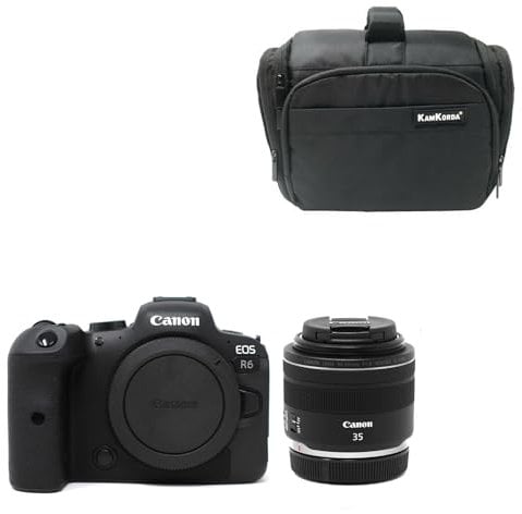 KamKorda Camera Bag + R6 Mirrorless Digital Camera Body + RF 35mm f/1.8 IS Macro STM Lens, 20MP Full-Frame CMOS Sensor, 4K60p and FHD 120p 10-Bit Internal Video + 2 Year Warranty