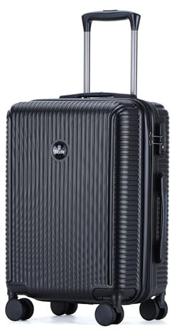 Blade Hartschalen Koffer Mittelgroß - Trolley Leichter Reisekoffer Handgepäck aus ABS mit TSA Schloss - 4 Spinnräder Koffer - Rollkoffer (Schwarz-L)