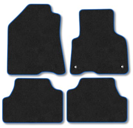 Kia Soul (2019-2024) [Electric] Carpet Car Mats | Blue Edge Trim Tailored Fit Floor Mats Full Coverage Protection Accessories Easy Clean Anti Slip Made in the UK