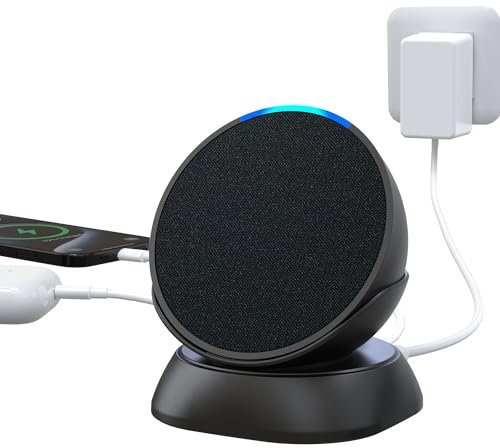 Ständer für Pop mit USB-C/A-Ladeanschluss - Halterung Ladeständer Ladestation Basis kompatibel mit Mobiltelefon (Schwarz)