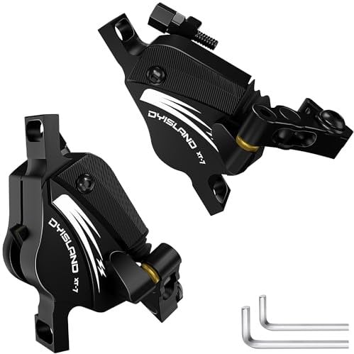 DYISLAND XT-7 Kabelbetätigte, extra leistungsstarke Hybrid-Hydraulik-Scheibenbremsen Bremssättel für MTB/Mountainbike (Schwarze-Bremsen)