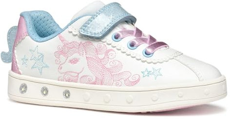Geox J Skylin Girl A, Scarpe da Ginnastica, White/Pink, 27 EU