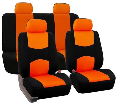 MaKeMoney Auto Sitzbezüge Sets FüR B-ENZ A Klasse W168 W169 W176 W177 V168 V177, Leder rutschfest Sitzschoner Vorne Hinten Schonbezüge Auto Innenraum Zubehör, E/Orange