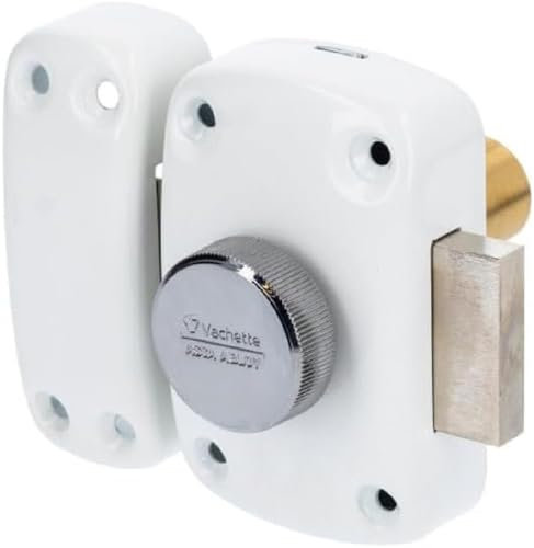 Vachette Verrou de porte Bouton/Cylindre CYCLOP Blanc - Ouverture à Bouton intérieur, Clé extérieur - Cylindre ø 23 mm, Longueur 40 mm, 5 goupilles - Anti crochetage - 3 clés