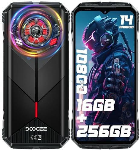 DOOGEE S Punk(2024) Outdoor Handy Android 14, 126dB Lautsprecher, 16GB+256GB Outdoor Smartphone Ohne Vertrag, 10800mAh/33W, 6.58 FHD+ Baustellenhandy, IP68 Wasserdicht/Licht/Dual 4G SIM/OTG/NFC/GPS